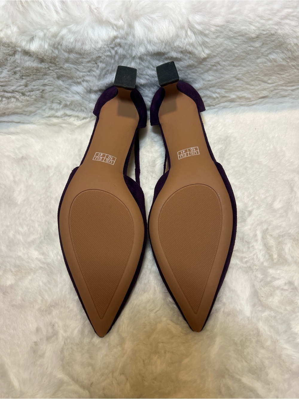 NIB Purple Suede Pointed-Toe Slingback Block Heel Pumps - Picture 5 of 6